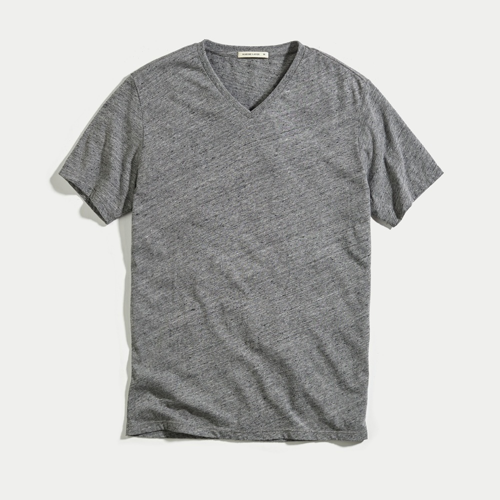 Marine Layer Signature V-Neck in Flax Grey
